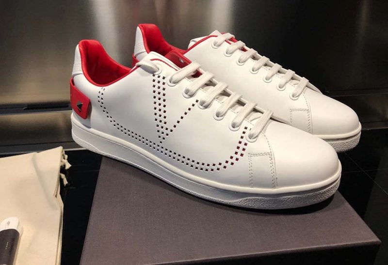 Valentino Garavani White/Red Backnet Sneakers