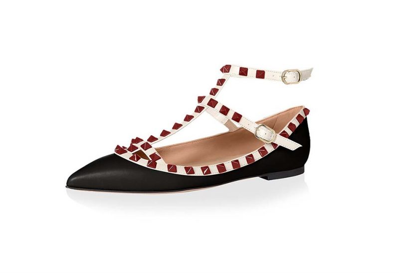   Valentino Women's Rockstud Ankle-Strap Flat