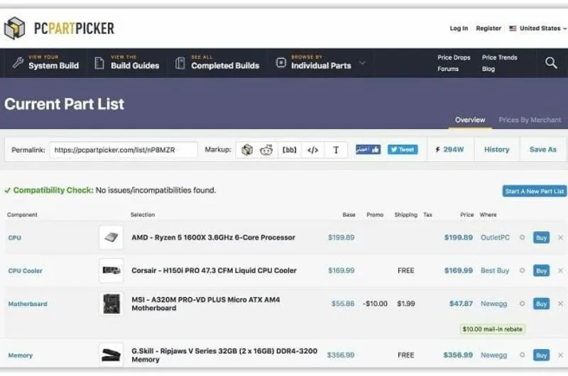 pcpartpicker la gi